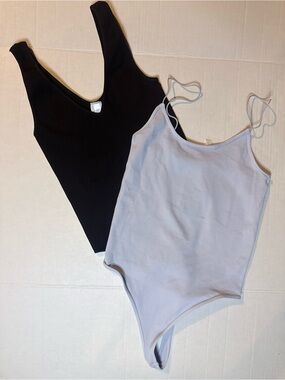 Nikibiki Black & Light Lavender Ribbed Bodysuit Set